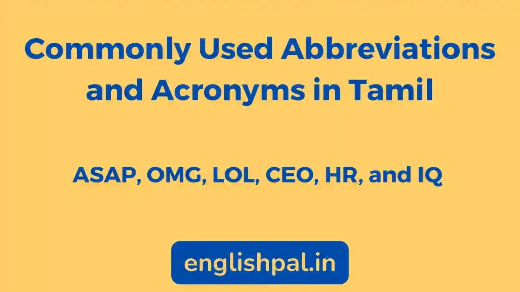 Abbreviations and Acronyms in Tamil