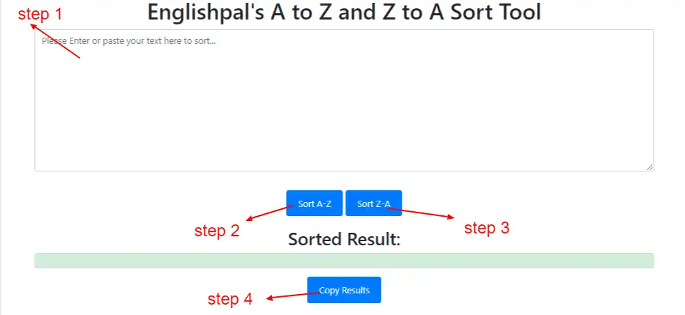 Ascending (A to Z) and Descending (Z to A) Sort Tool