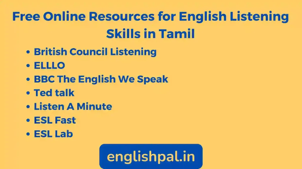 Free Online websites for English Listening Skills in Tamil