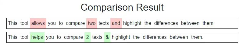 word comparison tool result example