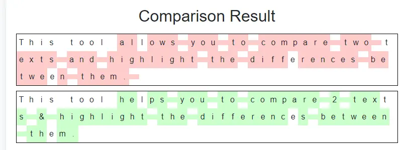 character comparison tool result example